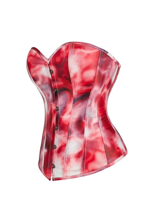 Women Renaissance Print party Corset Bustier Top Red 3XL
