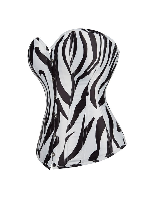 Women Renaissance Print party Corset Bustier Top Zebra S