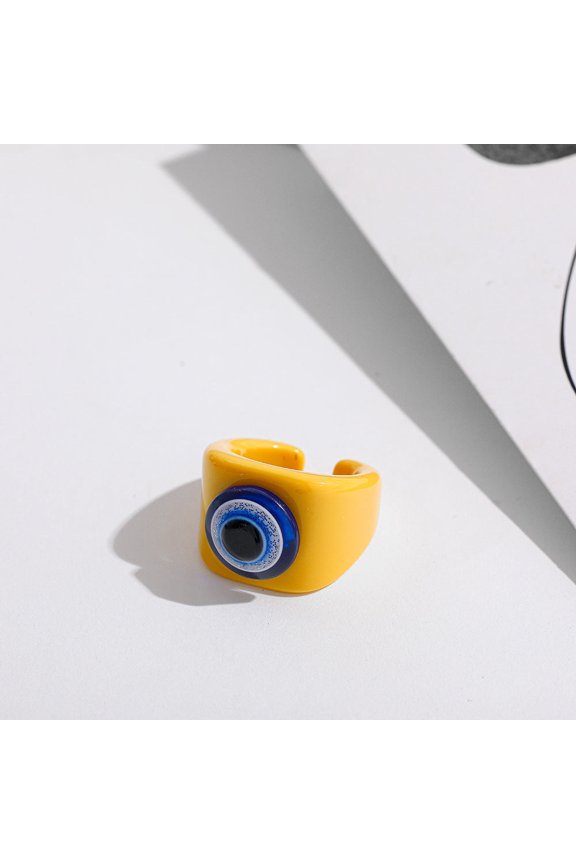 Women Resin Eyeball Ring Adjustable Trendy Fashion Jewelry Modern Geometric Design Statement Accessories Color