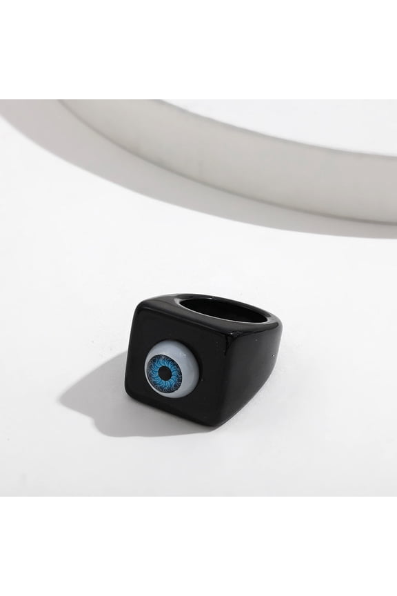 Women Resin Eyeball Ring Adjustable Trendy Fashion Jewelry Modern Geometric Design Statement Accessories Color