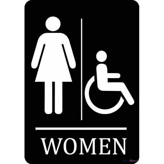 Women Restroom Sign with Wheelchair Symbol ADA Compliant Aluminum Metal Plaque for Bathroom Door Decor 8x12 Inches Handicap Accessible Public Toilet Signage Wall Art