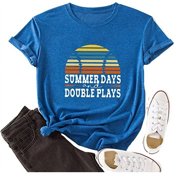Women Retro Baseball Shirt Summer Days and Double Plays T-Shirt