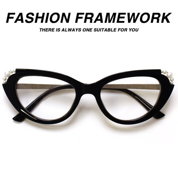 Women Retro Cat-Eye Reading Glasses Pearl Frame with Case