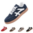 thumbnail image 1 of Women Retro Classic Lace Up Fashion Sneakers Flat Casual Skate Tennis Shoes Non Slip Rubber Sole Leisure Footwear, 37, 1 of 9