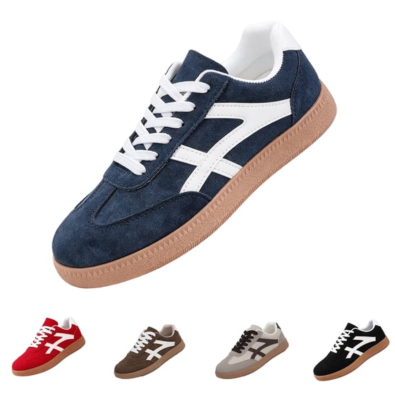 Women Retro Classic Lace Up Fashion Sneakers Flat Casual Skate Tennis Shoes Non Slip Rubber Sole Leisure Footwear, 37
