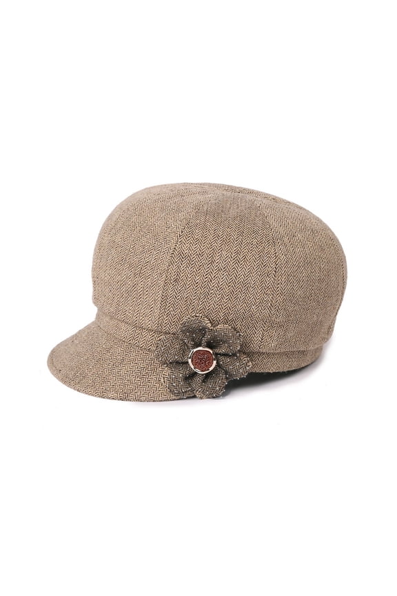 Women Retro Classic Visor Newsboy Cabbie Cap Beret Hats with Flower Buckle for Woman Ladies