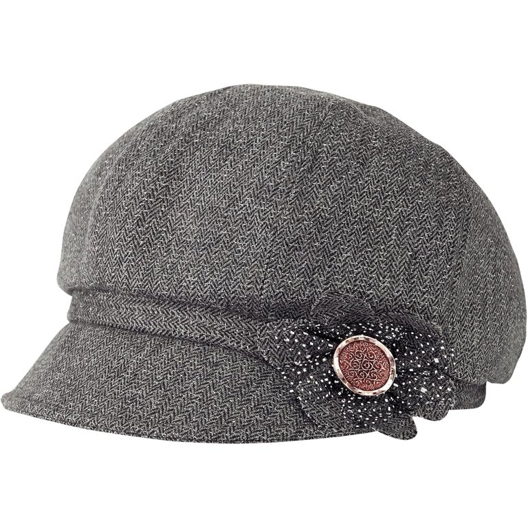 Women\'s Retro Classic Visor Newsboy Cabbie Cap Beret Hats with Flower Buckle Juiterchy Women Retro Classic Visor Newsboy Cabbie Cap Beret  main image 2
