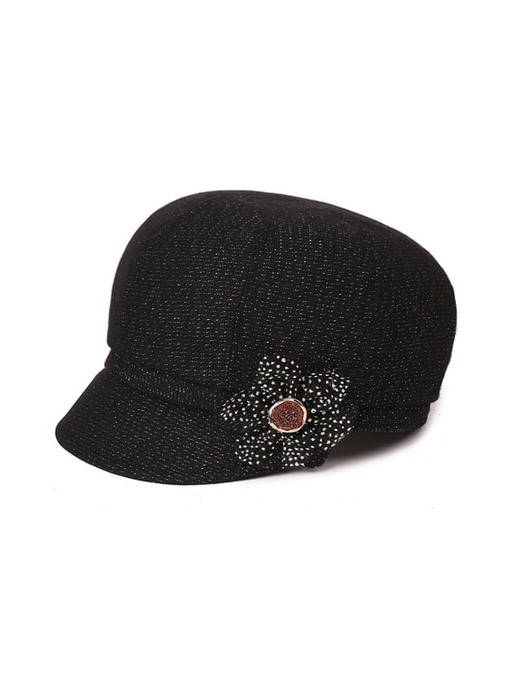 Women Retro Classic Visor Newsboy Cabbie Cap Beret Hats with Flower Buckle for Woman Ladies