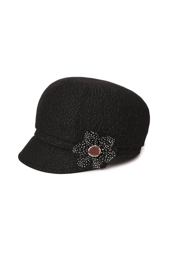 Women Retro Classic Visor Newsboy Cabbie Cap Beret Hats with Flower Buckle for Woman Ladies