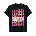 thumbnail image 1 of Women Retro Langley First Name Personalized Groovy 80's T-Shirt, 1 of 7