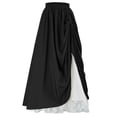 thumbnail image 1 of Women Retro Layer Skirts with Lace Overlay High Waist A-Line Flare Skirt, 1 of 3