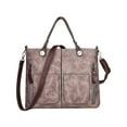 thumbnail image 1 of Women Retro Oil Wax Leather Tote,Large Capacity Multi Pocket Handbag,Removable Adjustable Shoulder Strap,Durable Zipper Closure Bag,Commute Work Casual Bag,Soft Texture High Capacity Shoulder Bag, 1 of 1