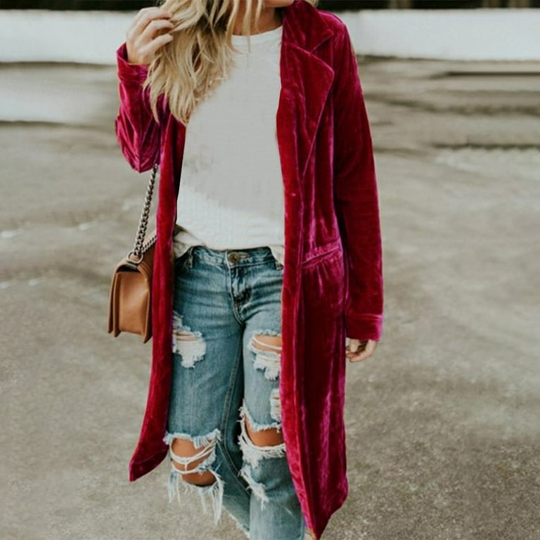 Red velvet outlet trench coat