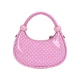 thumbnail image 1 of Women Retro Polka Dot Hobo Shoulder Bag, Glossy Leather Mini Crescent Handbag with Detachable Crossbody Strap, Fashion Casual Small Underarm Purse for Daily Shopping Dating Travel, 1 of 4