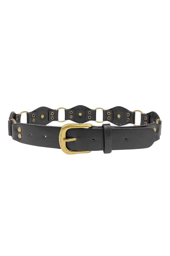 Women Retro Rivet Metal Buckle Belt Trendy Western Style Splice Punk Waistband
