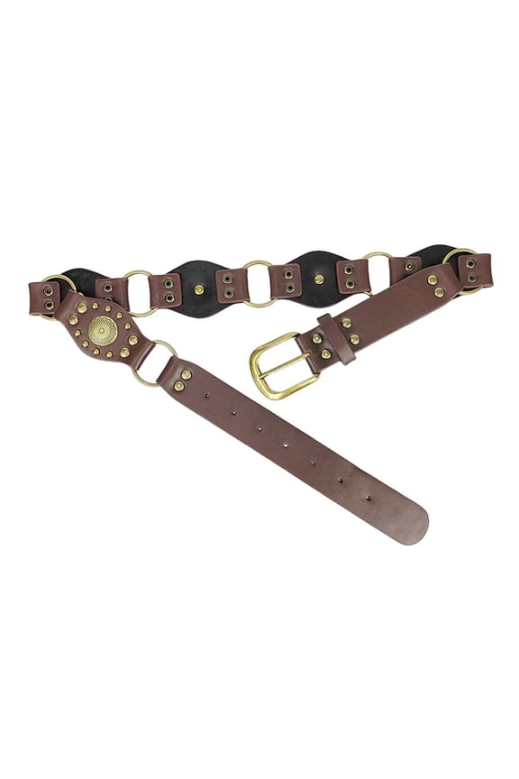 Women Retro Rivet Metal Buckle Belt Trendy Western Style Splice Punk Waistband