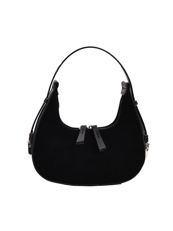Women Retro Suede Half Moon Crescent Hobo Bag, Shoulder Tote Clutch Purse for Daily Use.