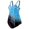 thumbnail image 1 of Women Retro Swimsuit V Neck Colored Striped Print Bikini Set Push Up Bathing Suit Swimwear Tankini Boyshort Plus size, 1 of 5