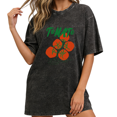 thumbnail image 1 of Women Retro Tomato Graphic Fun Tees Tops Round Neck Washed Cotton T-Shirt Black S-2XL Plus Size, 1 of 5