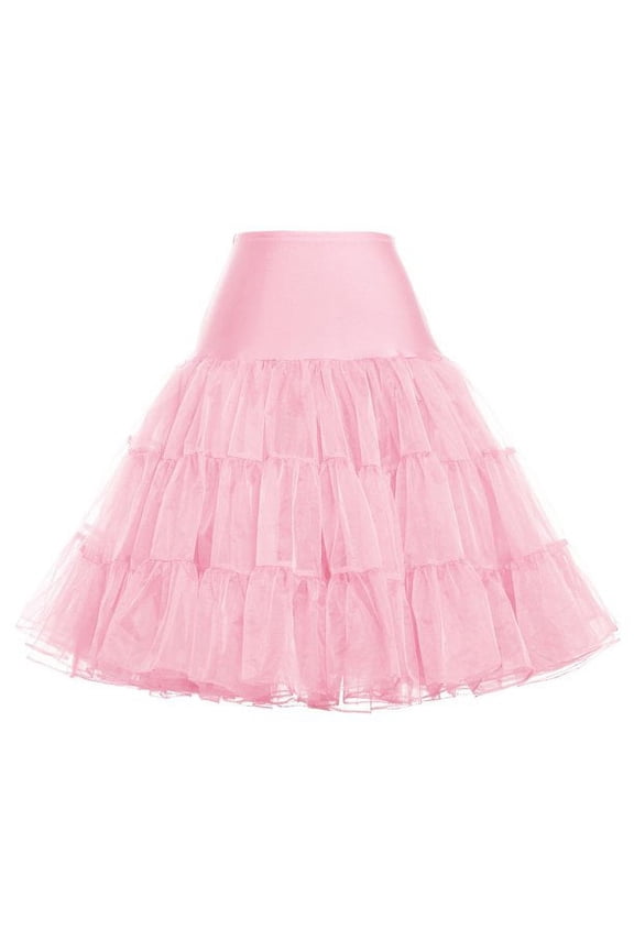 Women Retro Vintage 50s 60s Netting Underskirt Bridal Wedding Crinoline Petticoat pink