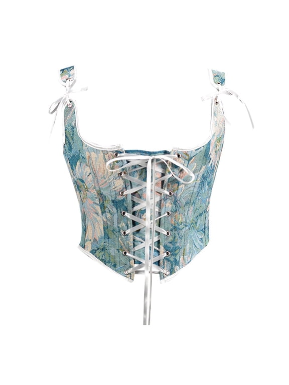 Women Retro Vintage Victorian Push Up Bustier Going Out Crop Top Tank Top Corset Corset