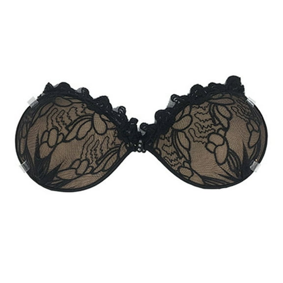 Women Reusable Adhesive Silicone Nipple Covers with Front Clip Breast Lift Push Up Strapless Backless Sticky Lace Bras