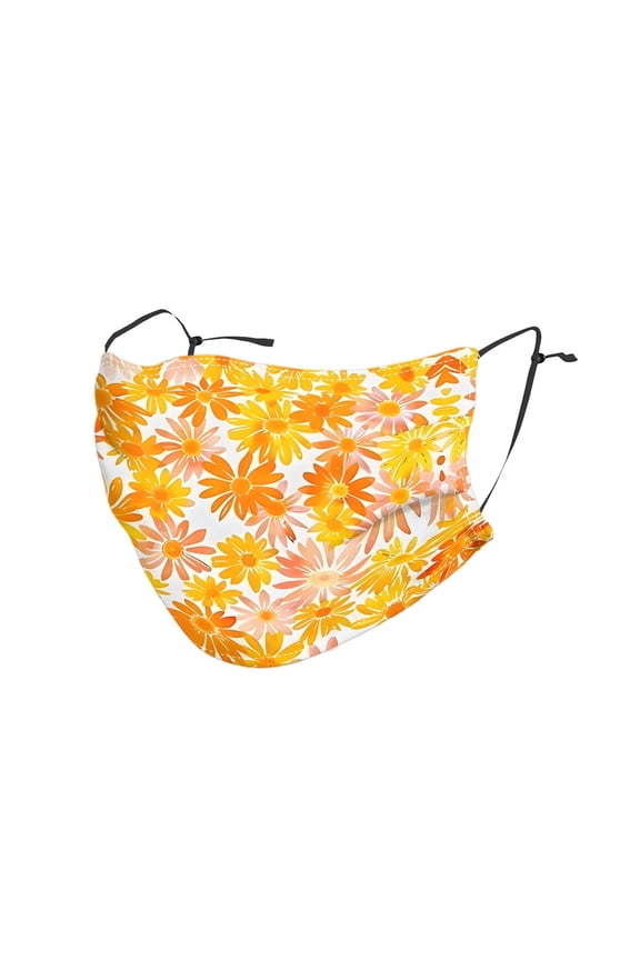Women Reusable Cotton Daisy Flower Face Mask Breathable Adjustable Ear Loops for Daily Outdoor Use