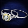 thumbnail image 1 of Women Reverse Two-Tone 925 Sterling Silver Ring with AAA Grade CZ in Clear - Size 8, 1 of 1