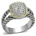 thumbnail image 1 of Women Reverse Two-Tone Brass Ring with AAA Grade CZ in Clear - Size 6, 1 of 1