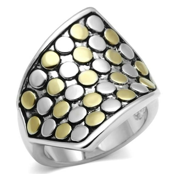 Women Reverse Two-Tone Brass Ring with No Stone in No Stone - Size 5