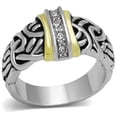 thumbnail image 1 of Women Reverse Two-Tone Brass Ring with Top Grade Crystal in Clear - Size 5, 1 of 1