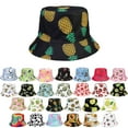 thumbnail image 1 of Women Reversible Bucket Hat Summer Travel Lightweight Foldable Beach Outdoor Hat - Black Pineapple, 1 of 4