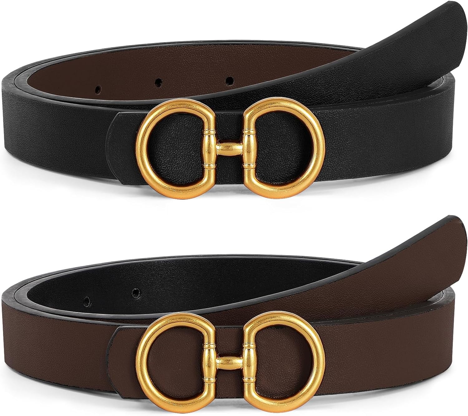 Reversible Leather Belt For Women With Gold Buckle Ladies Leather Belt 4493 Women Reversible Leather Belt for Jeans Pants Fashion Ladies  main image 4