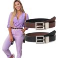 thumbnail image 1 of Women Reversible Leather Belt with Rotating Pin Buckle for Jeans Pants Dresses, 1 of 7