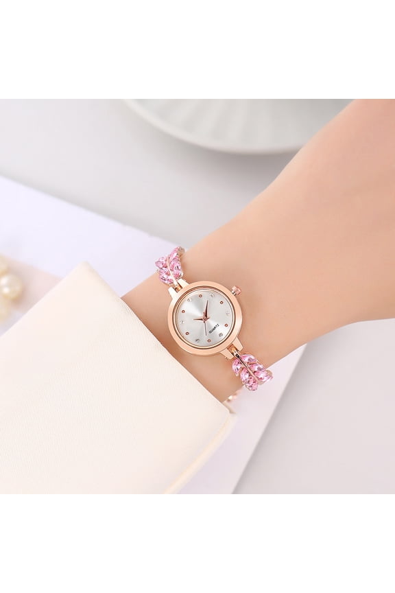 Women Rhinestone Bracelet Watch Adjustable Faux Pearl Strap Round Dial Ladies Casual Formal Dress Quartz Wristwatch Fashion Jewelry Accessory