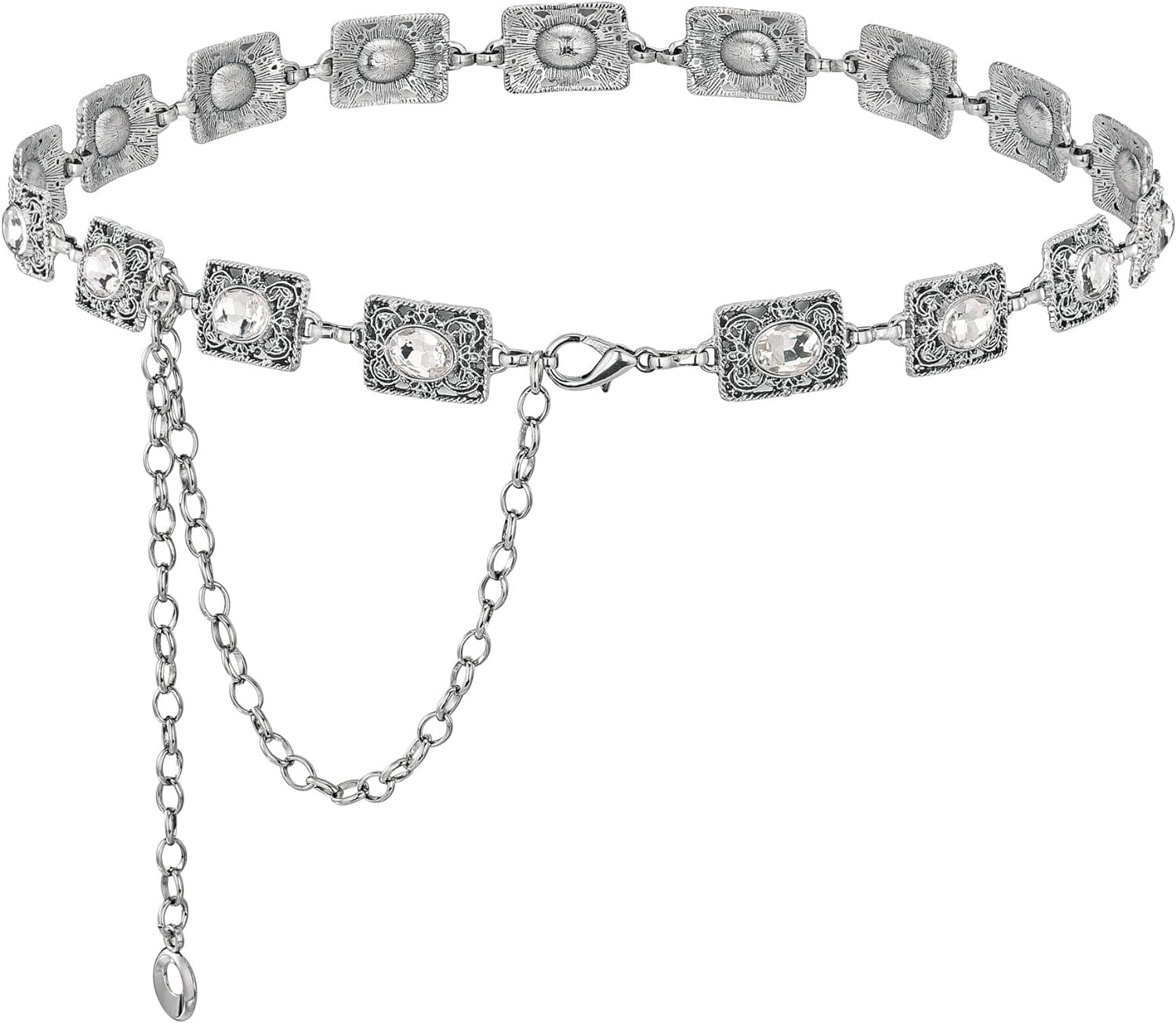 Women Rhinestone Chain Belt Metal Dress Link Belt Fashion 