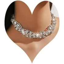 Women Rhinestone Choker Necklace Silver Sparkly Necklace Crystal Necklace Chain Jewelry for Wedding Prom Party
