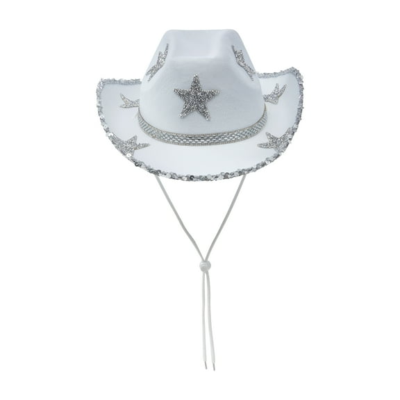 Women Rhinestone Cowboy Hats Sequined Wide Brim Western Hat Shiny Cowgirl Cap for Party Holidays