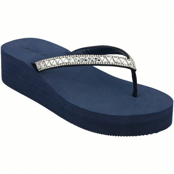 Women Rhinestone Decor Flip Flops Glamorous Summer Flip Flops Toe Post Vacation Fashion Black Flip Flops Summer Fashion Sandals