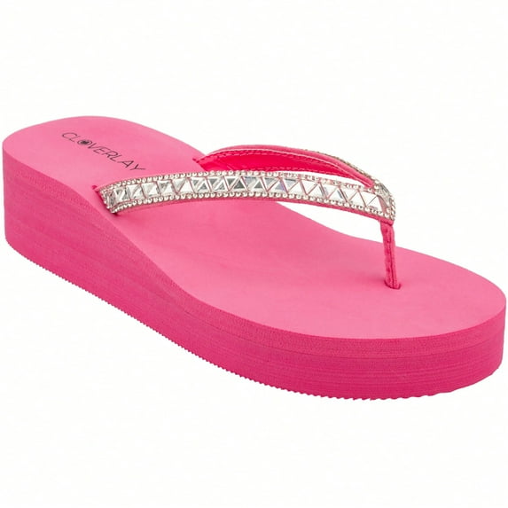 Women Rhinestone Decor Flip Flops Glamorous Summer Flip Flops Toe Post Vacation Fashion Black Flip Flops Summer Fashion Sandals