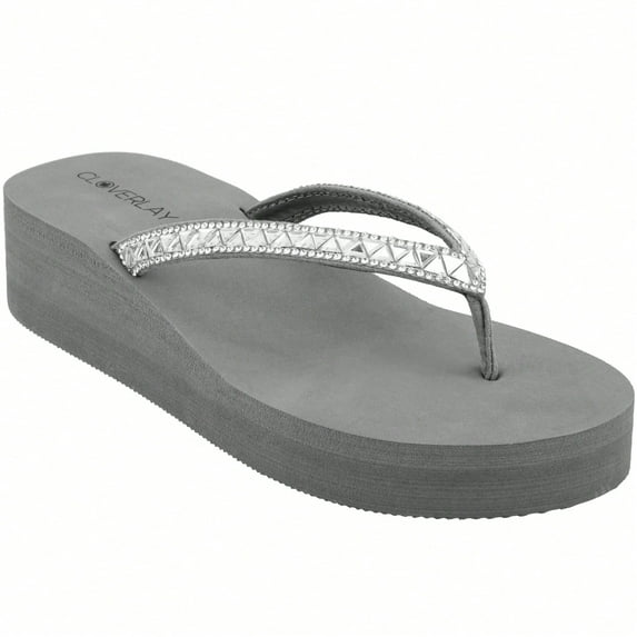 Women Rhinestone Decor Flip Flops Glamorous Summer Flip Flops Toe Post Vacation Fashion Black Flip Flops Summer Fashion Sandals