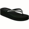 thumbnail image 1 of Women Rhinestone Decor Flip Flops Glamorous Summer Flip Flops Toe Post Vacation Fashion Black Flip Flops Summer Fashion Sandals, 1 of 5