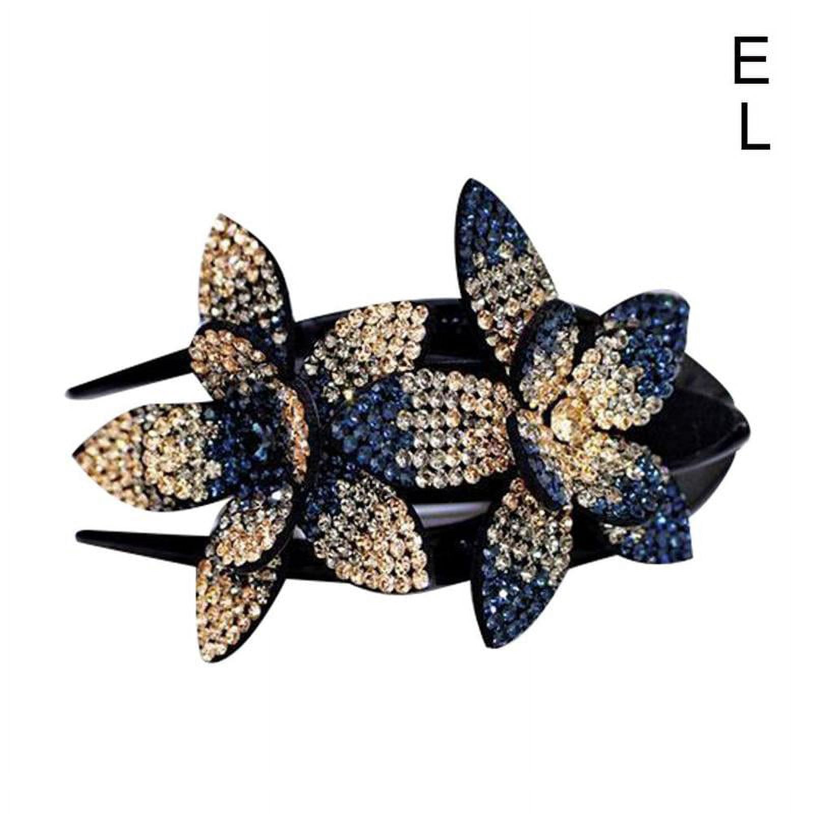 Women Rhinestone Double Flower Hair Clips Shinning Crystal Drills Duckbill Hair Claws Elegant Hair Combs Hairgrip Headwear Hair U5X2
