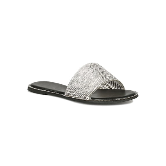 Women Rhinestone Embellished Flat Slide Sandal 19251