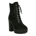 thumbnail image 1 of Women Rhinestone Embellished Lace-Up Lug Flatform Combat Boot 19041, 1 of 6