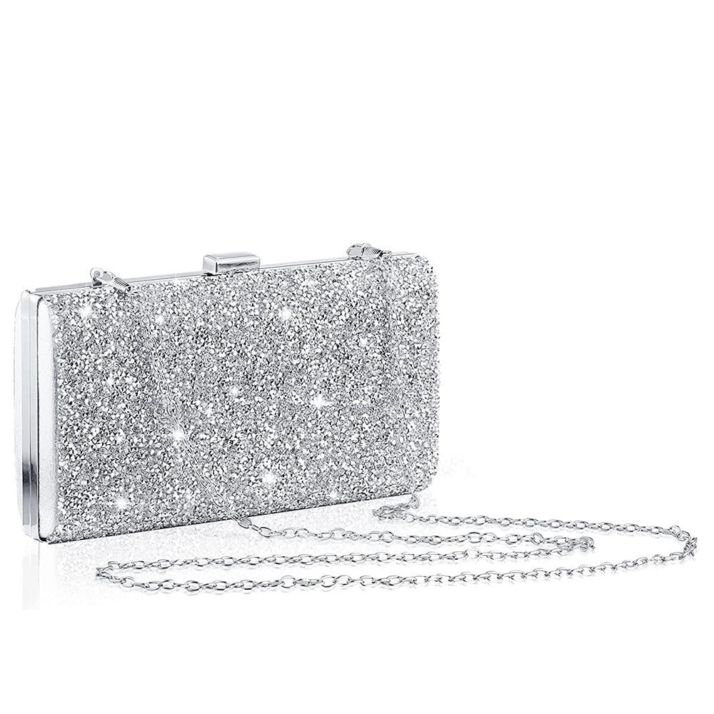 Premium Photo | Silver purse on glitter background with bokeh