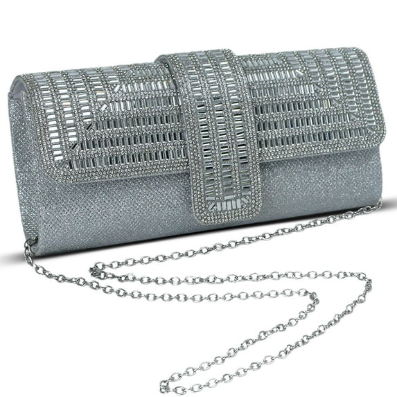 Women Rhinestone Evening Clutch Bag Sparkly Crystal Bag Evening Handbag Purse Wallet Crossbody Bags Shoulder Bag for Wedding Prom Party Banquet