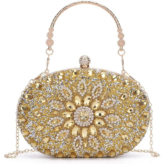 Women Rhinestone Evening Clutch Purse Bag Bling Glitter Sparkly Diamond Tote Bag Crystal Wedding Party Bag