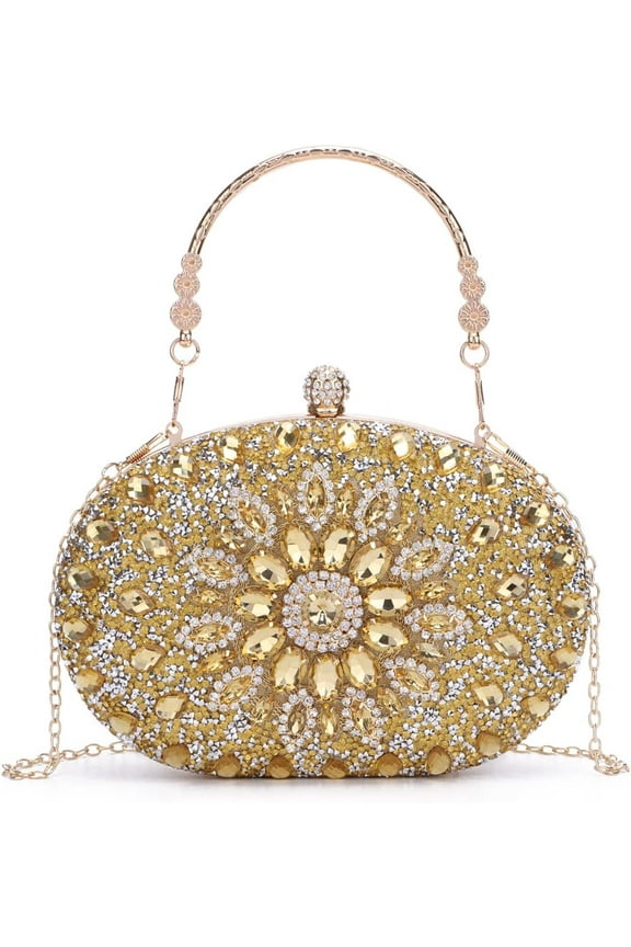 Women Rhinestone Evening Clutch Purse Bag Bling Glitter Sparkly Diamond Tote Bag Crystal Wedding Party Bag