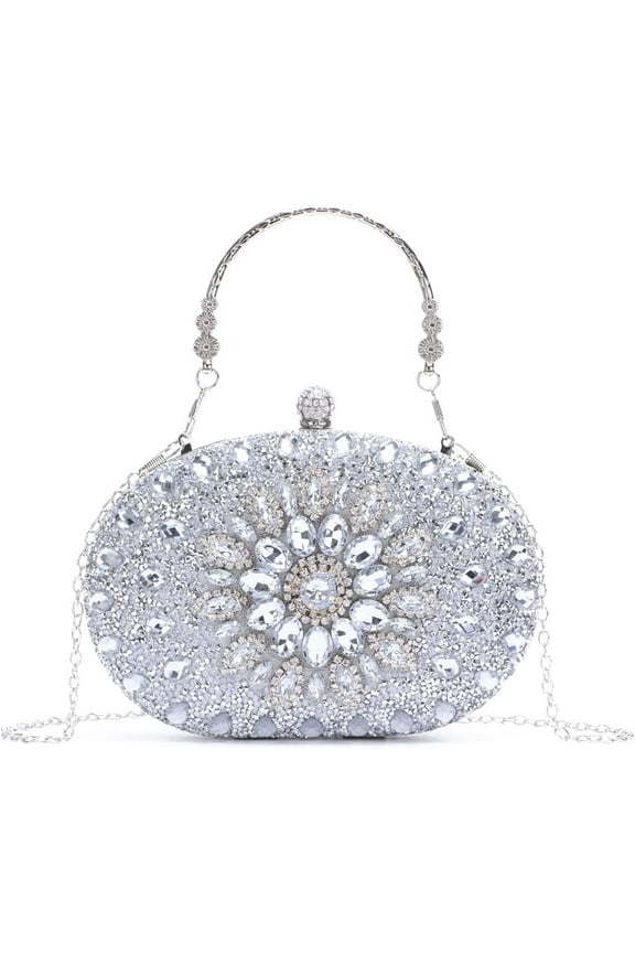 Women Rhinestone Evening Clutch Purse Bag Bling Glitter Sparkly Diamond Tote Bag Crystal Wedding Party Bag